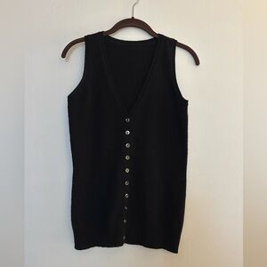 Black cashmere v-neck button up vest.